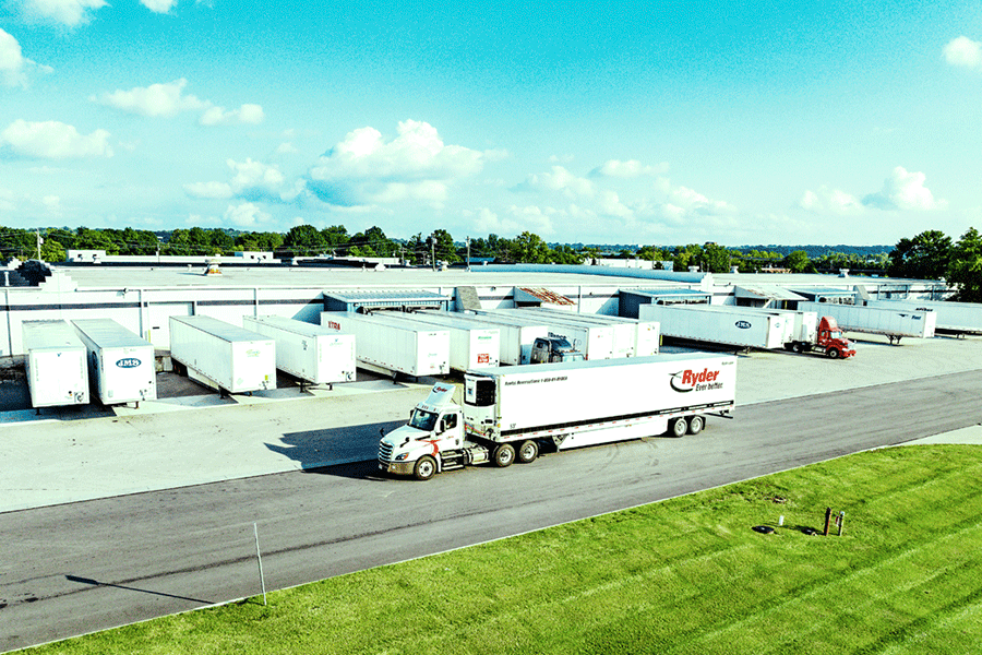 ryder truck driving to loading dock