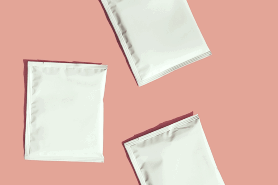 three sachet packages